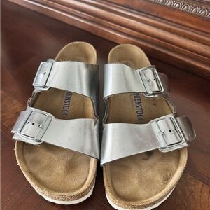 Birkenstock Metallic Silver Sandals